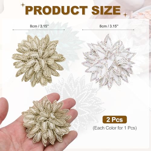 PATIKIL Flower Brooch Pin for Women, Rhinestone Rose Flower Brooch Dainty Fabric Floral Boutonnieres for Women - color: Khaki/White