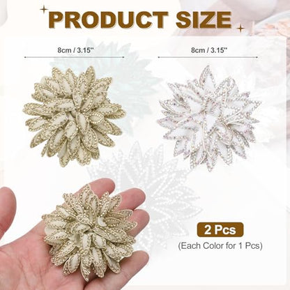 PATIKIL Flower Brooch Pin for Women, Rhinestone Rose Flower Brooch Dainty Fabric Floral Boutonnieres for Women - color: Khaki/White