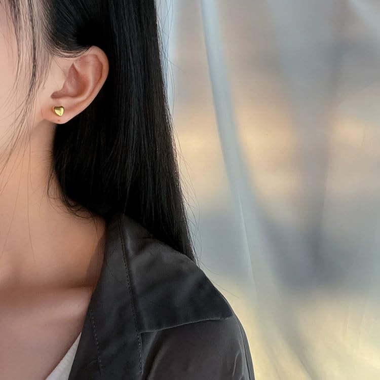 Gold Plated stainless steel Heart Earrings Chunky Statement Studs for Women Sweet Love Studs Earrings Friendship Teardrop Dangle - color: Gold-plated style