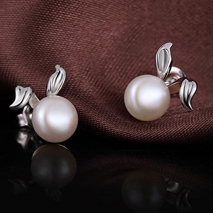 Han han Pearl Stud Earrings for Women 925 Sterling Silver, Pearl Jewelry Gift for Women 8MM-13MM - style: D-Rabbit Pearl Studs-8mm