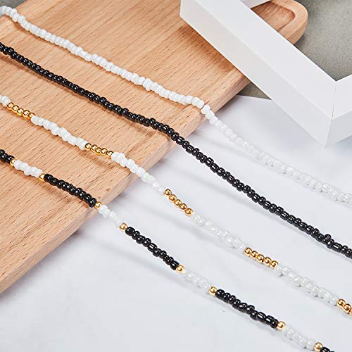 Hicarer Seed Bead Choker Necklace Tiny Beaded Choker Boho Colorful Choker Necklace Chain Jewelry for Women, Adjustable 12-16 Inches (Color Set 1,8 Pieces)