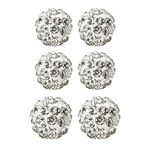 JewelrieShop Rhinestones Crystal Ball Stud Earrings Set Fireball Disco Ball Pave Bead Earrings Hypoallergenic for Women - color: Set Q. 6mm x 2 Pairs + 8mm x 1 Pair (White)