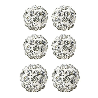 JewelrieShop Rhinestones Crystal Ball Stud Earrings Set Fireball Disco Ball Pave Bead Earrings Hypoallergenic for Women - color: Set Q. 6mm x 2 Pairs + 8mm x 1 Pair (White)