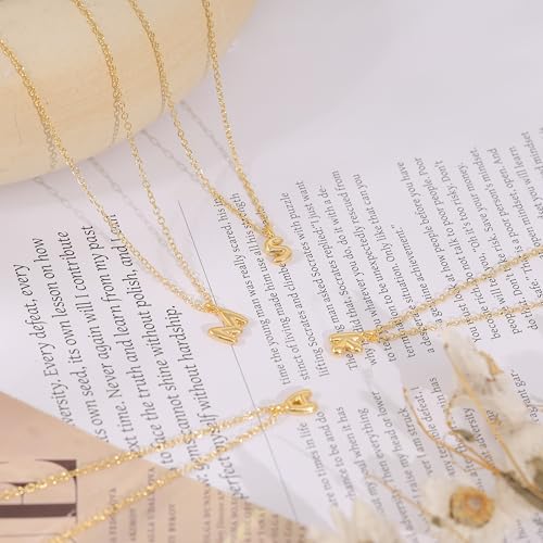 Initial Necklaces For Women, Dainty Gold Bubble Initial Necklace 14K Gold Plated Letter For Women Trendy Cute Name Custom Necklace Non Tarnish Personalized Necklaces Waterproof Jewelry Preppy Stuff - color: gold-U
