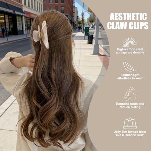 Hair Claw Clips for Thick Hair, Nonslip Large Hair Clips for Women | Celluloid Butterfly Jaw Clips, Big Acetate Brown Claw Clip Strong Hold for Women，Jumbo French Hairclip 4inch - color: Mocha Claw Clip