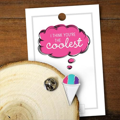 Inspirational Enamel Pin by LifeBeats | Cute Pin for Clothes, Jackets, Hats, Bags, and Lanyards | Hat Pin Comes with a Greeting Card | Lapel Pin with Sturdy Backing - style: You're Coolest Snow Cone