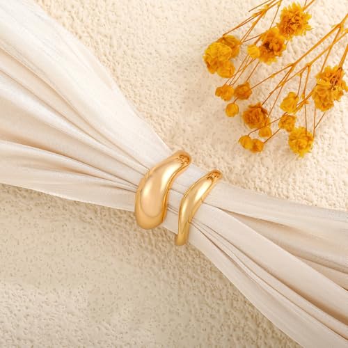 ZOERAY Chunky Gold Rings for Women Non Tarnish 14K Gold Plated Stackable Rings for Women Pinky Thumb Statement Engagement Eternity Wedding Band Ring Set Waterproof Gold Jewelry Rings Gifts Size 6-10
