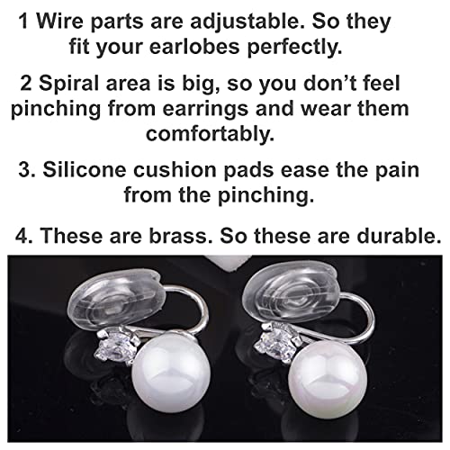 Clip On Hoop Earrings for Women Not Pierced Gold Silver Large Chnky Square Twisted Comfortable Coil Hoop Clip On Earrings - color: Textured Silver