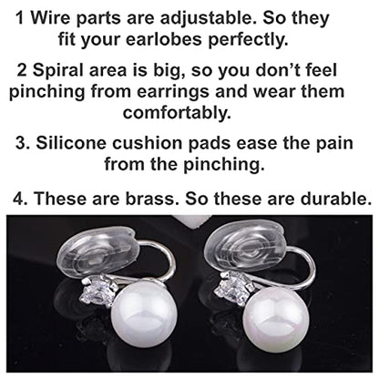 Clip On Hoop Earrings for Women Not Pierced Gold Silver Large Chnky Square Twisted Comfortable Coil Hoop Clip On Earrings - color: Textured Silver