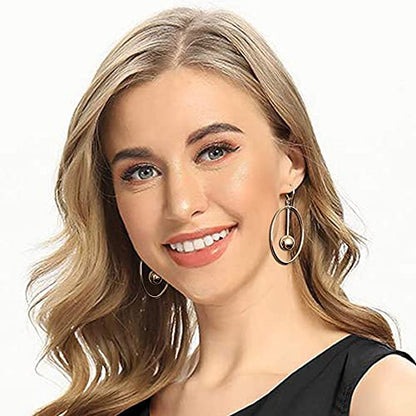 Dangle Hoop Earrings for Women, 14k Gold/Silver Plated High Polished Cute & Aesthetic Earrings for Women - color: Gold-01