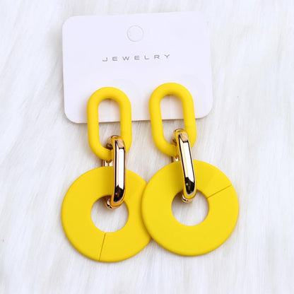 Acrylic Hoop Earrings Long Chain Earrings Minimalist Geometric Dangle Earrings Statement Drop Earrings for Women Girls - color: yellow