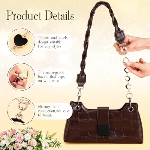 Sureio 5 Pcs Bag Extender Chain Pearl Purse Chain Ribbon Bow Keychain Extender Bag Strap Purse Charms Accessories for Handbag - color: Gold and Black