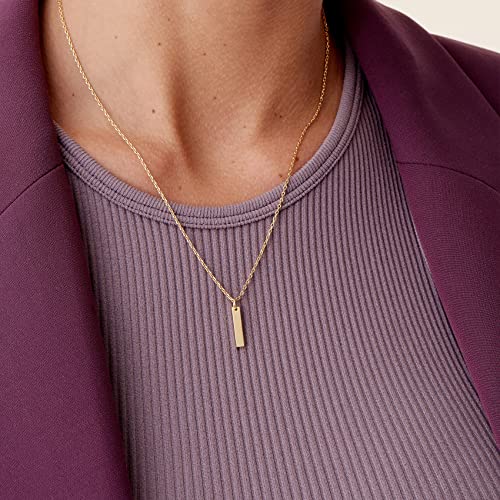 PAVOI 14K Gold Plated Dainty Cubic Zirconia Pendant Necklace for Women | Dot, Elephant, Butterfly, Pineapple, Lock, Knot, Palm Tree, Bow, Smiley Pendant | Layering Chain Necklaces - style: Bar
