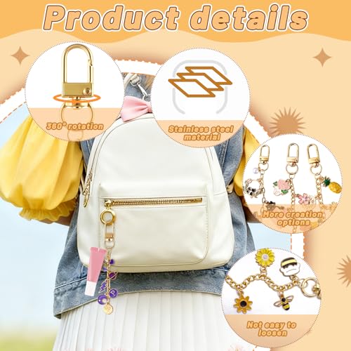 Wurosi 52 Set Lip Gloss Keychain Making Kit with Gift Packaging Supplies | Included 4 Styles 0.47*3.9in Extender Chains,Swivel Snap and Packaging Supplies, for DIY Lip Gloss Keychains, Bag Charms - color: 52 Set Gold Keychain Kit