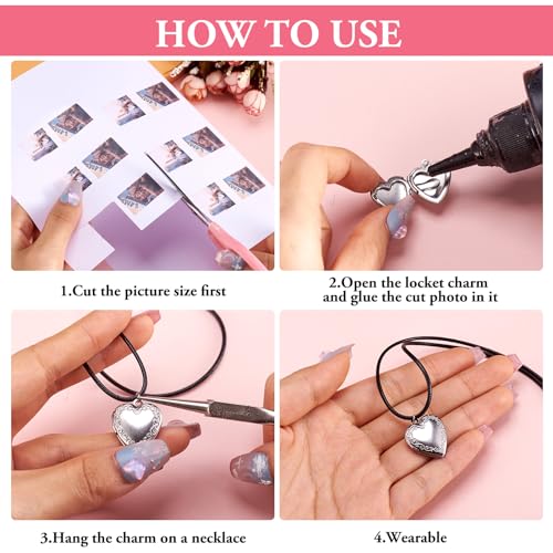 Elecrelive Locket Pendants Photo Frame Charms Memory Photo Charms Heart Locket Photo Frame Pendants - color: Silver