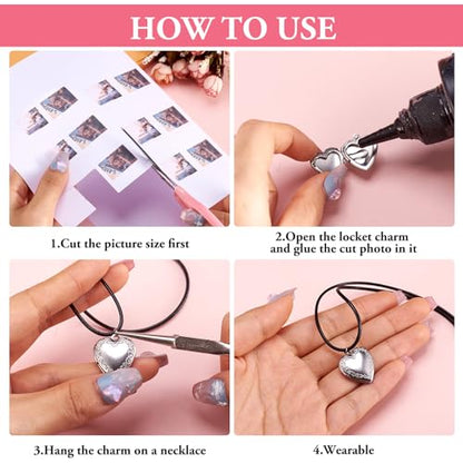 Elecrelive Locket Pendants Photo Frame Charms Memory Photo Charms Heart Locket Photo Frame Pendants - color: Silver