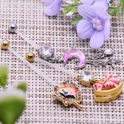 14G Flexible Clear Acrylic Pregnancy Belly Button Ring Flower,letter Dangle Pregnancy Maternity Belly Rings - color: pink moon