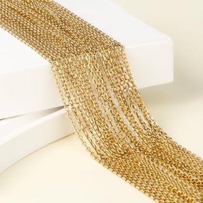 24PCS Gold Rolo Cable Necklace Chain for Jewelry Making 2MM 18K Gold PVD Plated Stainless Steel Cable Link Chains Bulk for DIY Necklaces - color: gold(2mm/ 18 inches)