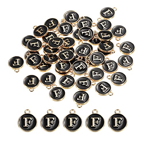 MECCANIXITY Alphabet Letter Charm Double Sided Alphabet Pendant, for Earring Jewelry Making - style: F
