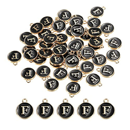 MECCANIXITY Alphabet Letter Charm Double Sided Alphabet Pendant, for Earring Jewelry Making - style: F