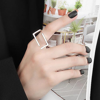 925 Sterling Silver Rings Handmade Rings Adjustable Open Teardrop Rings Waterdrop Ring for Women - color: Color 7