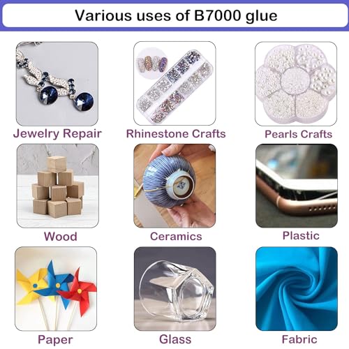 B7000 Adhesive Rhinestones Glue for Crafts, 2PCS 110ml / 3.7 fl oz with 5 Dotting Pen Tool, Wax Pencil and Tweezer, Jewelry Glue for DIY Craft, Makeup, Shoes, Jewelry Making, Nail Art - color: 2 PCS(Total 220ml)