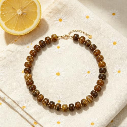 Chunky Colorful Beaded Necklace for Women Boho Summer Statement Resin Choker Necklaces Beach Jewelry Accessories - color: Dark Brown