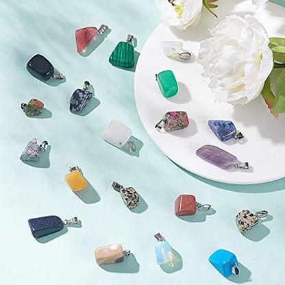DanLingJewelry 24pcs Irregular Nugget Shaped Chakra Random Stone Pendants Healing Crystal Gemstone Charms for Jewelry Making Supplies DIY - color: 24pcs - Irregular Ⅰ