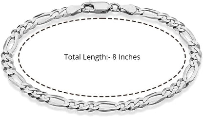 LeCalla Solid 925 Sterling Silver Figaro Link Chain Bracelet | Italian Diamond-Cut Figaro Chain Bracelet for Women Men (7, 7.5, 8, 8.5, 9 Inches) - color: 5 MM, size: Length 8 IN (Women Large & Men Medium)