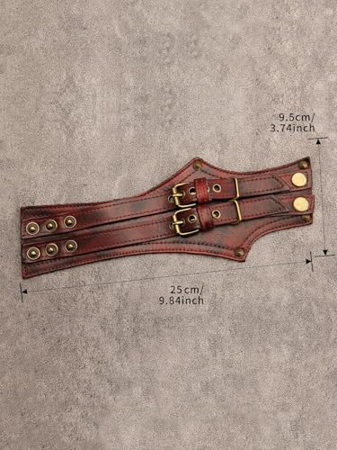 GelConnie Leather Cuff Bracelet for Men Women Wide Leather Wristband Thick Viking Mens Leather Bracelets Gothic Wrist Band Vintage Rock Wristband - style: Leather Biker Cuffs