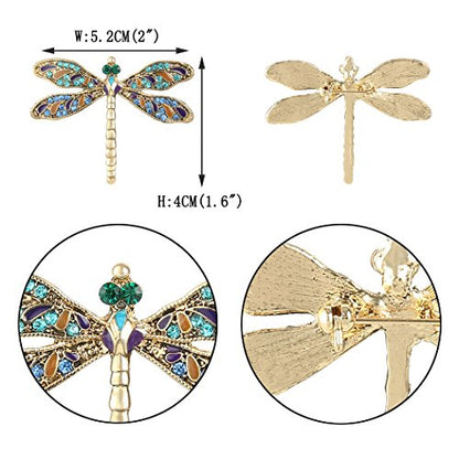 EVER FAITH Austrian Crystal Enamel Vintage Inspired Dragonfly Insect Animal Brooch Pin Gold-Tone