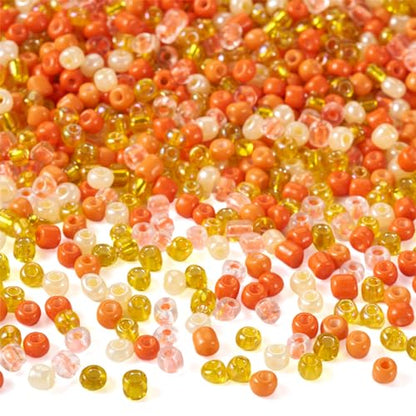 0.22lb 4mm Random Glass Seed Pony Beads 6/0 Mix Rondelle Crystal Seed Bead Kit for Crafts DIY Friendship Bracelets Embroidery Jewelry Making Supplies Bulk Orange - color: Random Orange