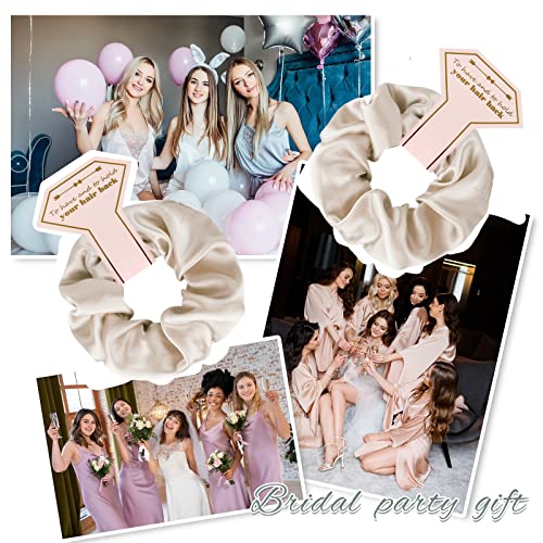 Satin Bridesmaid Scrunchies Bachelorette Hair Ties Set of 6 sunglasses Bridal Shower No Damage Hairties ideas Gift for Wedding Party Favors Bridesmaid Proposal Gifts (Beige 8sets) - color: 8sets Beige