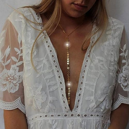 Body Chain Jewelry for Women, Layered Waist Chain for Bikinis | Sexy Body Jewelry, Adjustable Fit, Chest Belly Chain, Gold & Silver Options, Beach Vacation, Festivals Raves & Concerts - style: Sequins(Gold)