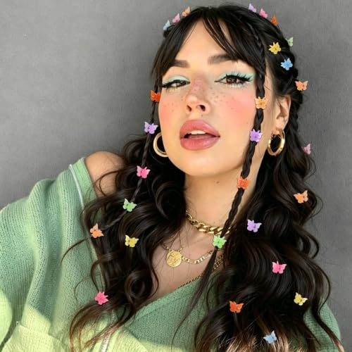 Mini Butterfly Hair Clips, Y2K 90s 50pcs Tiny Cute Pastel Hair Accessories, SparklySmall Claw Barrette jewelry for Women Girls (Jelly) - color: Jelly