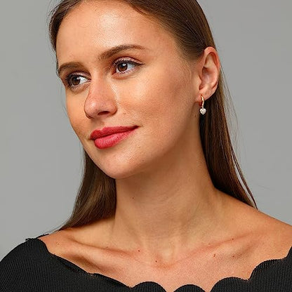 XYJZXY Gold Huggie Small Hoop Earrings with Charm Personalized Snake/Evil Eye/Star/Cross/Lock/Key 18k Gold Plated Crystal Drop Dangle Earrings for Women - style: Heart