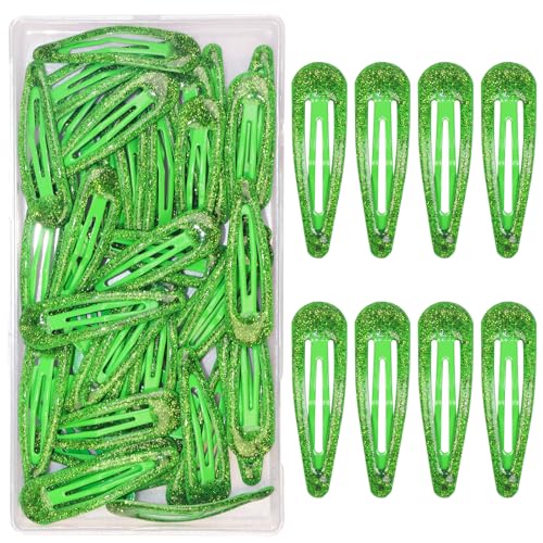 48 Pcs Cute Metal Snap Hair Clips, Non-Slip Barrettes for Women and Girls, Hair Accessories for Parties, School & Daily Use (green) - color: green
