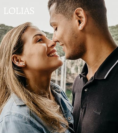 LOLIAS Hypoallergenic Flat Back Earrings for Women-Surgical Steel Earrings for Sensitive Ears 20G Stainless Steel Earring Stacks Small Flatback Stud Hoop Cartilage Earring - color: Silver