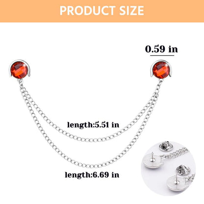 Crystal Rhinestone Brooch Mens Lapel Pins for Shirt Collar Suit Tassel Collar Chains for Shirts Badge Suit Accessories Men Brooch - color: Red-J