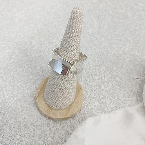 925 Sterling Silver Wide Band Ring Simple Handmade Hammered Chunky Statement Rings Adjustable Boho Thumb Ring for Women Men - color: Pattern 1