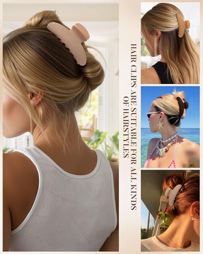 Molans 3PCS Hair Claw Clips Acrylic Clamps for women - Non-slip Strong Hold Barrettes for Thin Thick Hair, Medium hair clips Accessories - color: Group: Brown