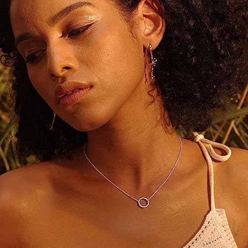 Fettero Pendant Necklace Gold Choker Layered Coin Open Karma Circle Full New Crescent Moon 14K Gold Plated Simple Dainty Necklaces for Women Jewelry Gift - style: Karma Circle Gold
