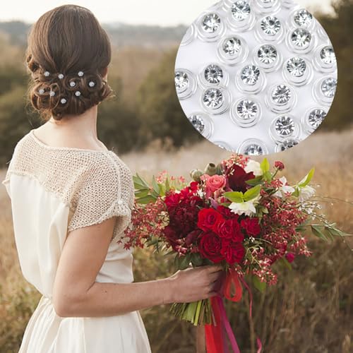 60 PCS Gems Rhinestone Twister Hair Studs Set Diamond Spiral Pearl Flower Jewels Hair Pins Sticks for Wedding, Bridal, Prom, Party and Special Occasion(Classic Diamonds) - color: Classic Diamonds