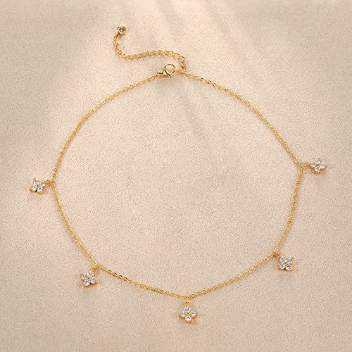 Tewiky Pendant Necklace for Women 14k Gold Plated Chain Choker Necklaces | Dainty Necklaces,Aesthetic Simple Necklace,Jewelry Gifts for Women - color: cross cz choker gold