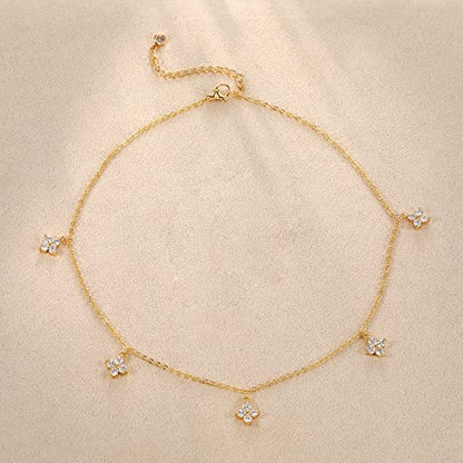 Tewiky Pendant Necklace for Women 14k Gold Plated Chain Choker Necklaces | Dainty Necklaces,Aesthetic Simple Necklace,Jewelry Gifts for Women - color: cross cz choker gold