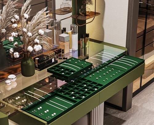 12-Grid Velvet Jewelry Tray for Bracelet & Bangle Storage Green | 12 Compartments, Stackable Design, For Home Dresser & Retail Display, Smooth Lining, Durable Construction - size: 12 Grid