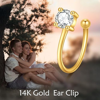 KECHO 14K Gold Ear Cuff Earrings Hypoallergenic Non Piercing Cartilage Earring Jewelry Gifts for Women - style: CZ
