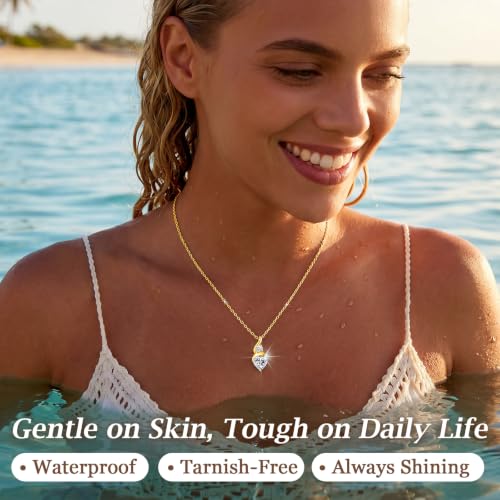 ANDSO Heart Moissanite Necklaces Birthday Jewelry Gifts for Women | S925 Silver /Gold Plating Birthstone Necklace, Ideal Anniversary Christmas Valentine Present for Mom Wife Her Girlfriend - style: 14K Gold Plated Stainless Steel-2 Carat