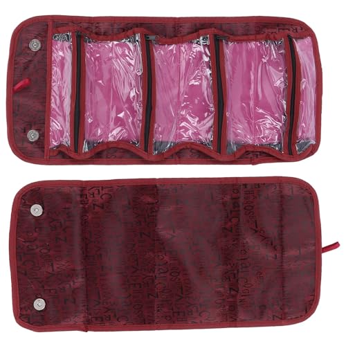 2PCS Roll up Makeup Bag, 4 in 1 Cosmetic Bag Foldable Makeup Bag Clear Makeup Organizer Bag Hanging Toiletry Bag for Women Men (Red) - color: Red