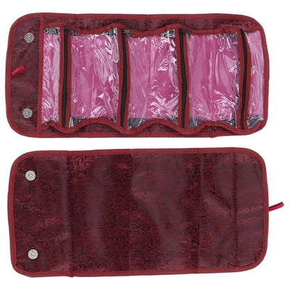 2PCS Roll up Makeup Bag, 4 in 1 Cosmetic Bag Foldable Makeup Bag Clear Makeup Organizer Bag Hanging Toiletry Bag for Women Men (Red) - color: Red